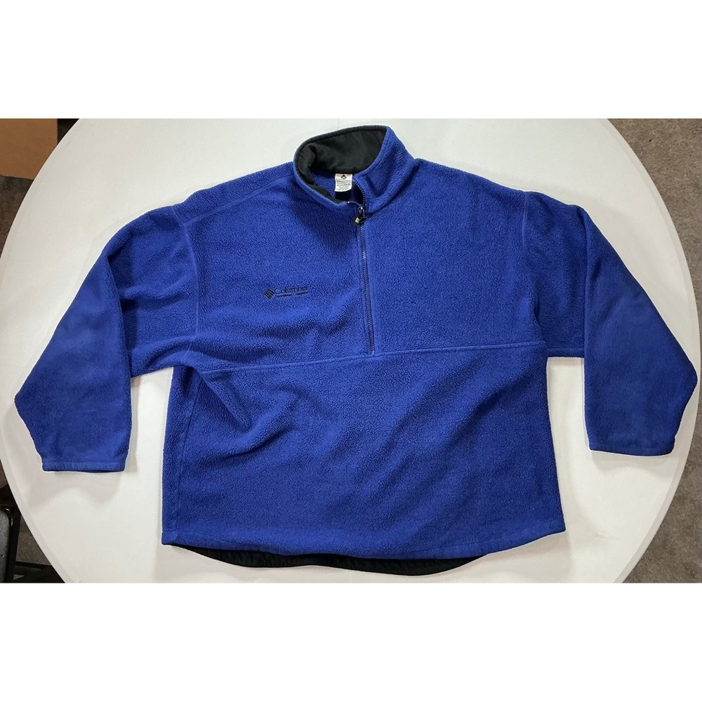 VTG USA Made 90s Columbia Fleece Gorpcore Minimalist Women XL Blue 1/4 Zip